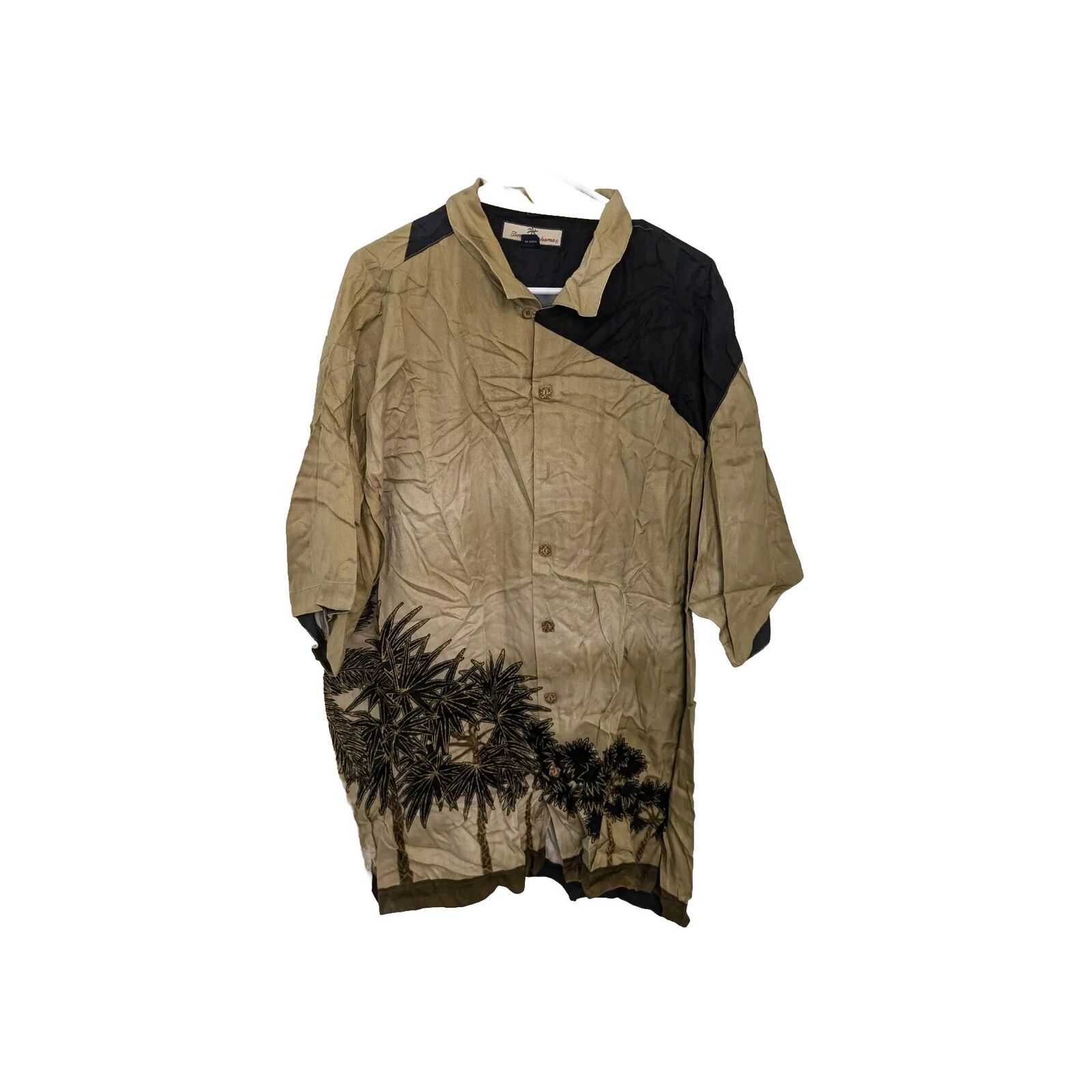 Tommy Bahama 100% Silk Shirt Palm Treestan Short Sleeve Men’s Size Xl Island